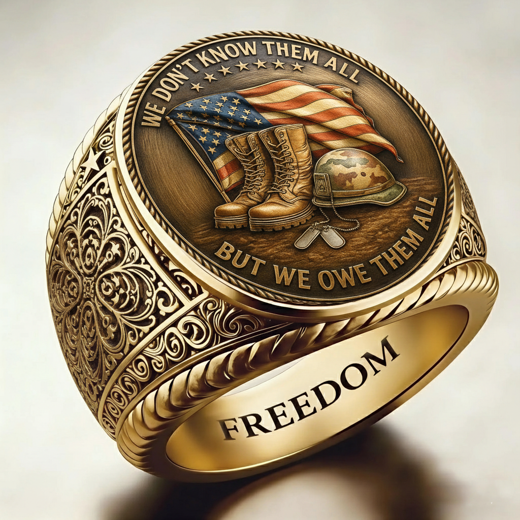 Patriotic Style Veterans Ring