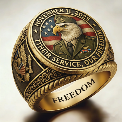 Patriotic Style Veterans Ring