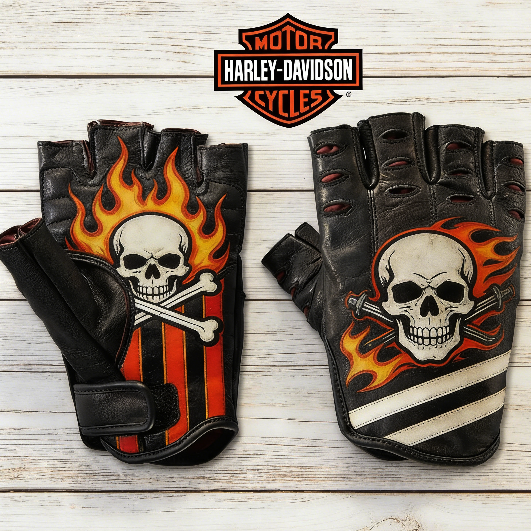 Vintage Biker Half Gloves for Motorcycle Enthusiasts