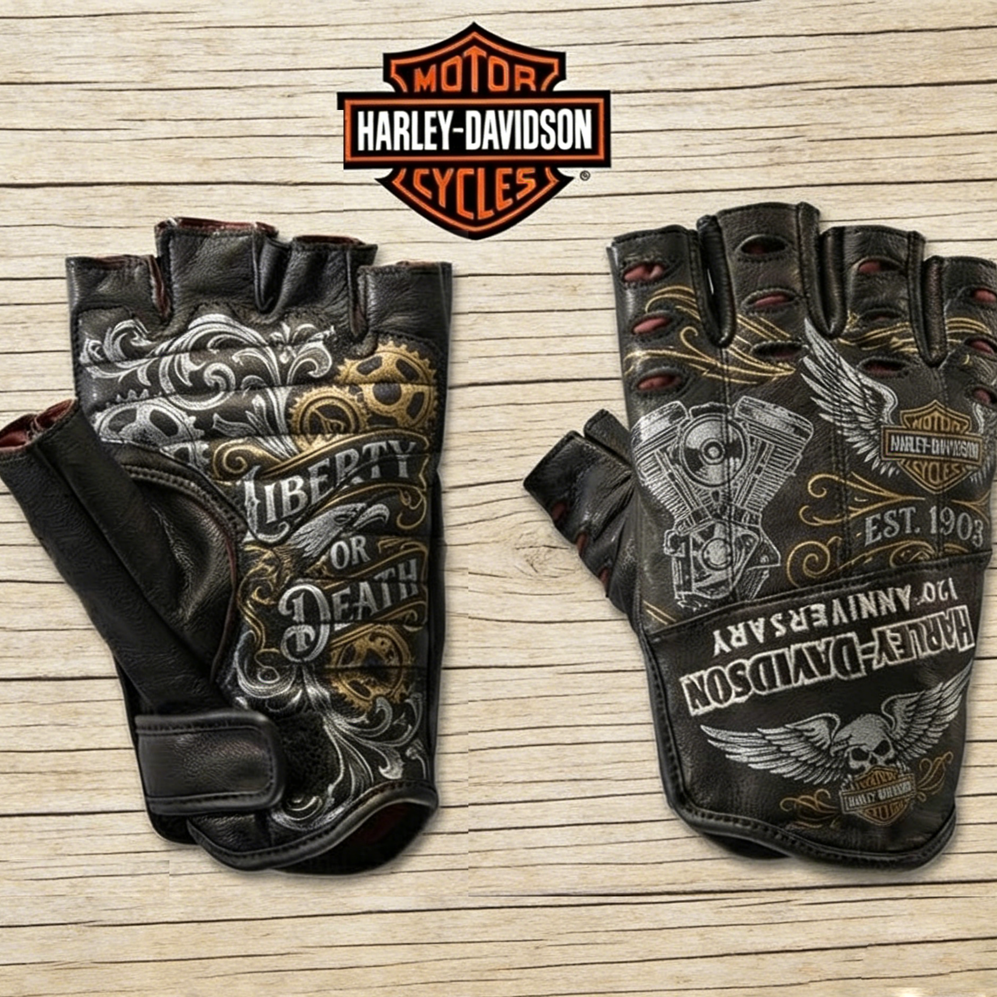 Vintage Biker Half Gloves for Motorcycle Enthusiasts