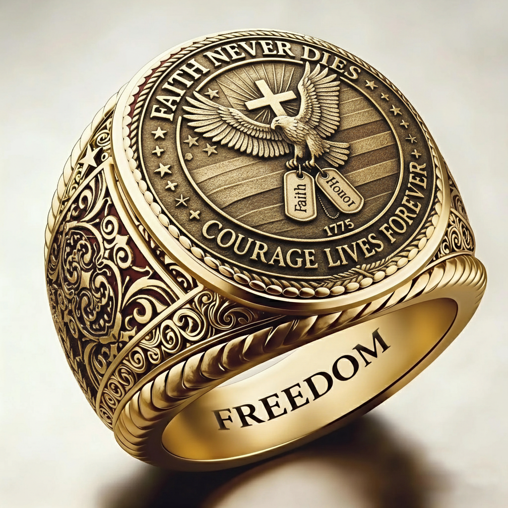 Patriotic Style Veterans Ring