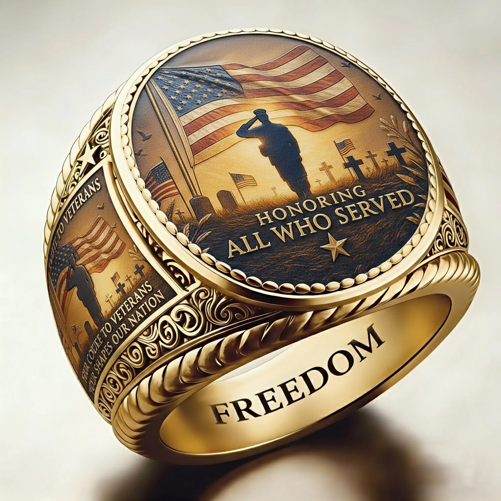 Patriotic Style Veterans Ring