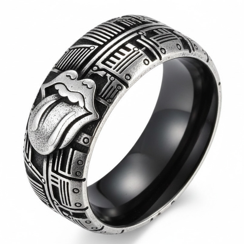 Punk Rock The Rolling Stones Tongue Logo Biker Band Ring