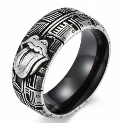 Punk Rock The Rolling Stones Tongue Logo Biker Band Ring