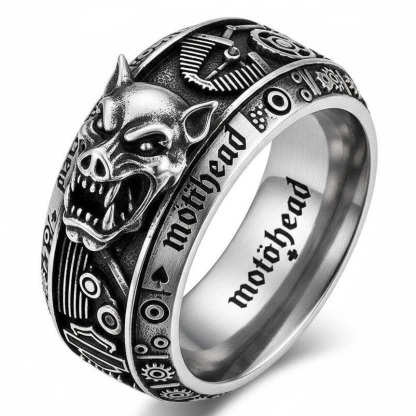 Heavy Metal Motörhead Snaggletooth Harley Stainless Steel Biker Ring