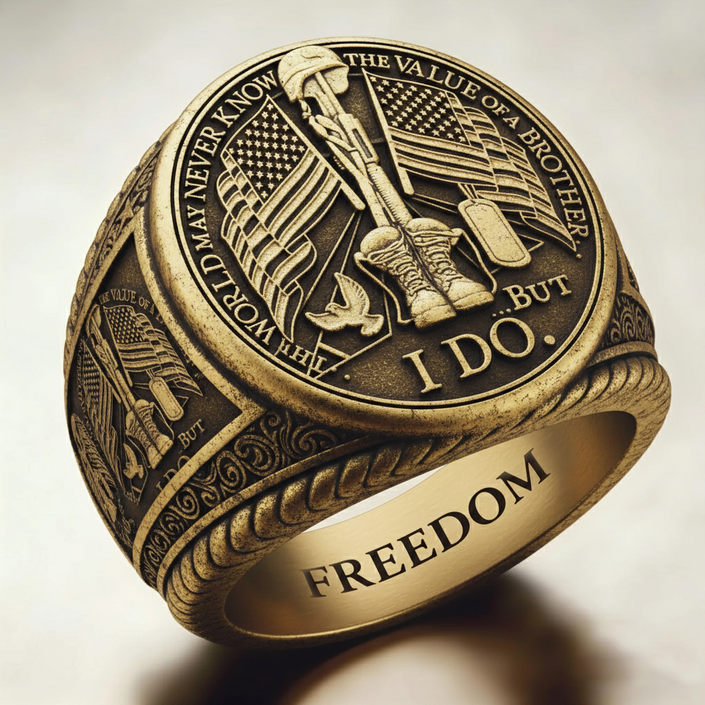 Patriotic Style Veterans Ring