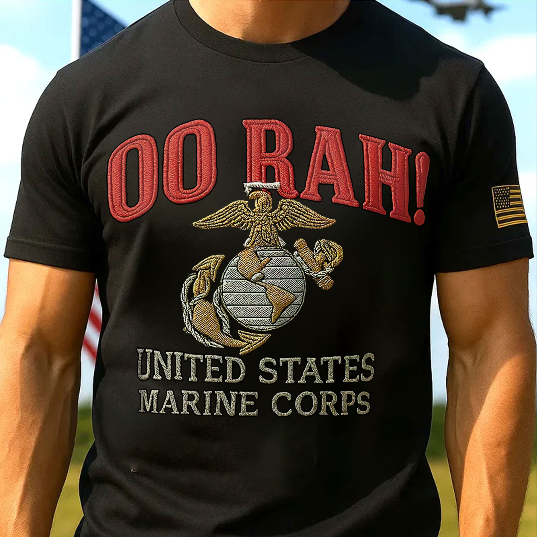 USMC 250th Anniversary Printed Casual Short Sleeve T-Shirt