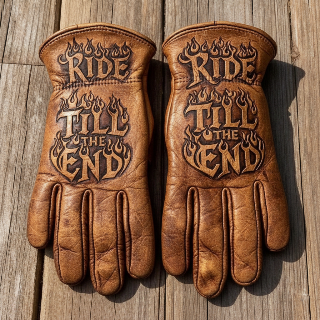 Vintage Style Gothic Pattern Motorcycle Riding Gloves