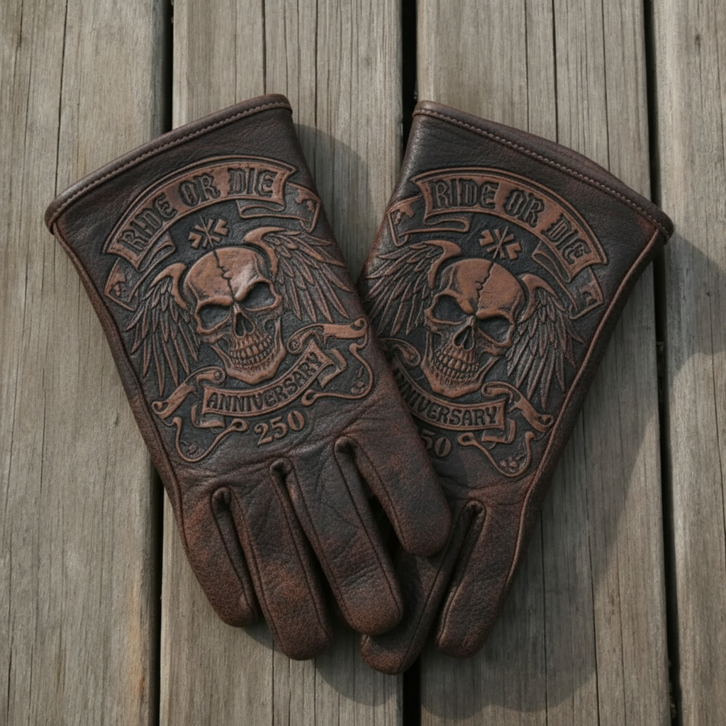 Vintage Style Gothic Pattern Motorcycle Riding Gloves