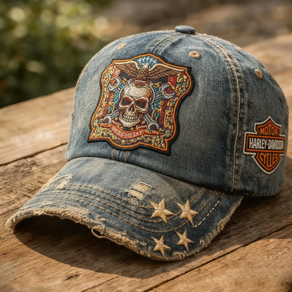 Vintage Distressed Skeleton pattern Outdoor Baseball Cap