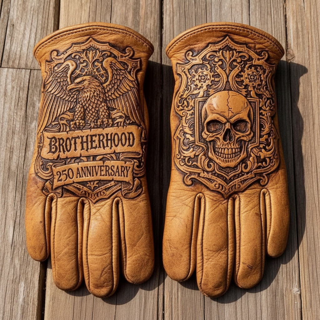 Vintage Style Gothic Pattern Motorcycle Riding Gloves