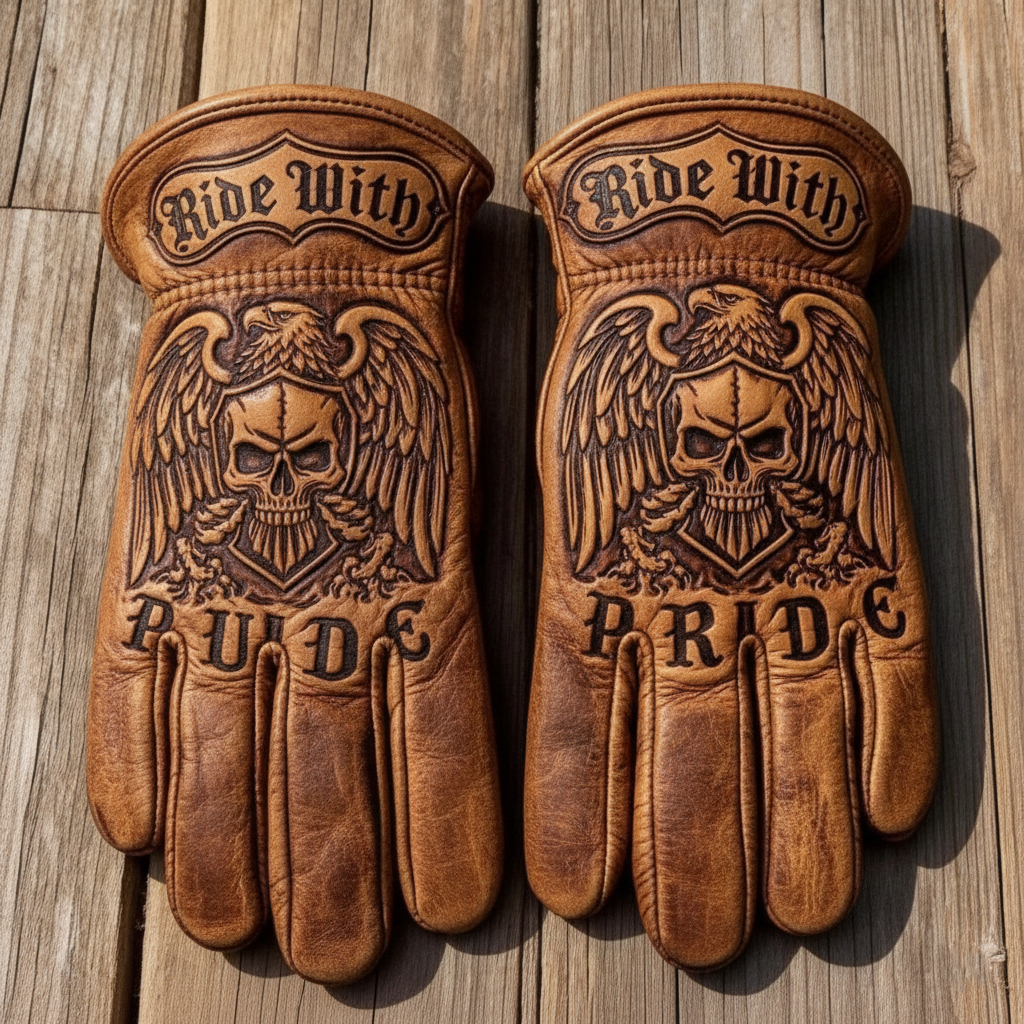 Vintage Style Gothic Pattern Motorcycle Riding Gloves