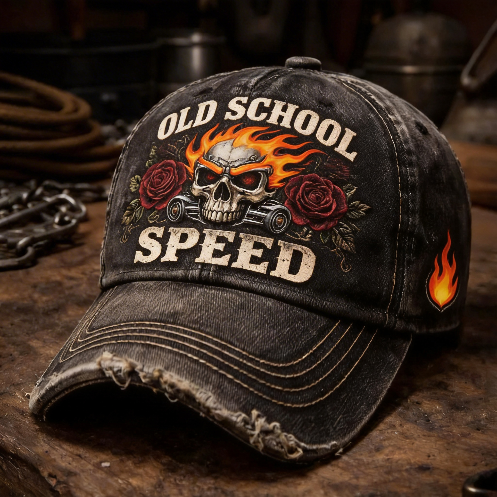 Vintage Distressed Skeleton pattern Outdoor Baseball Cap