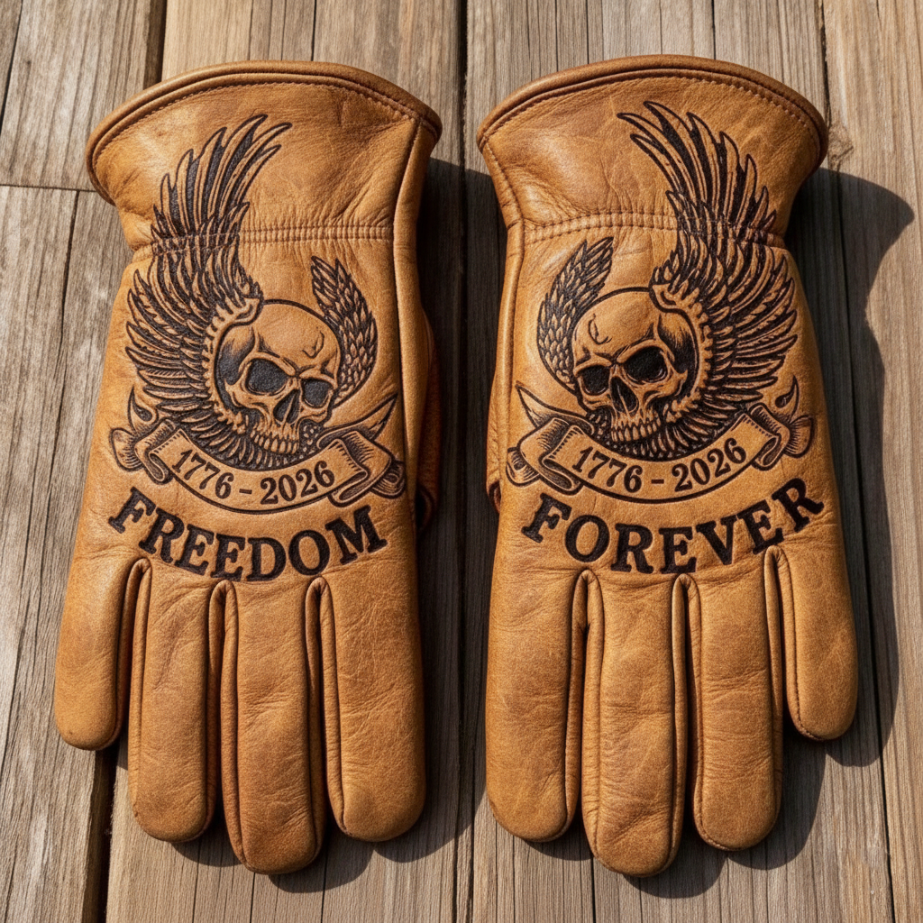 Vintage Style Gothic Pattern Motorcycle Riding Gloves