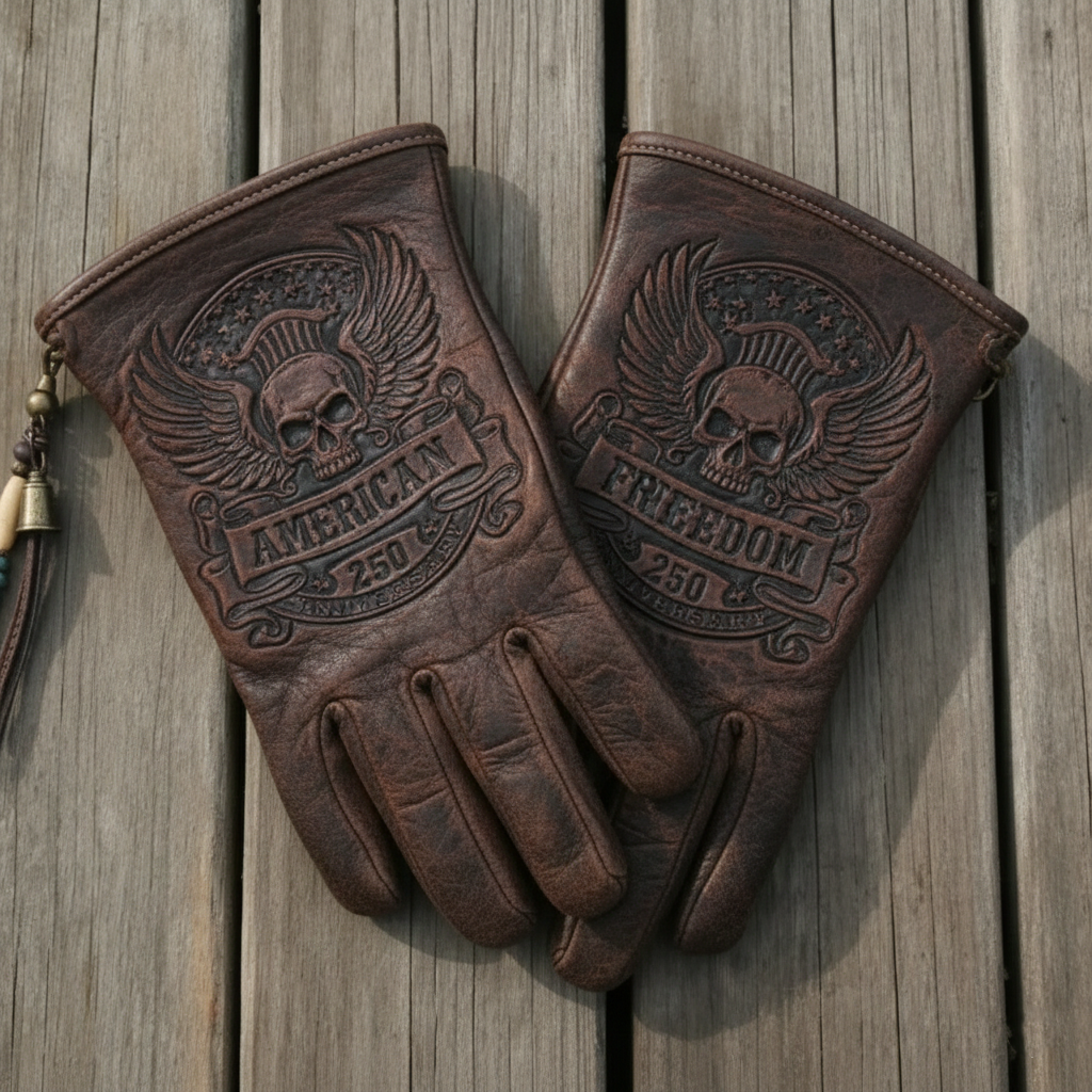 Vintage Style Gothic Pattern Motorcycle Riding Gloves