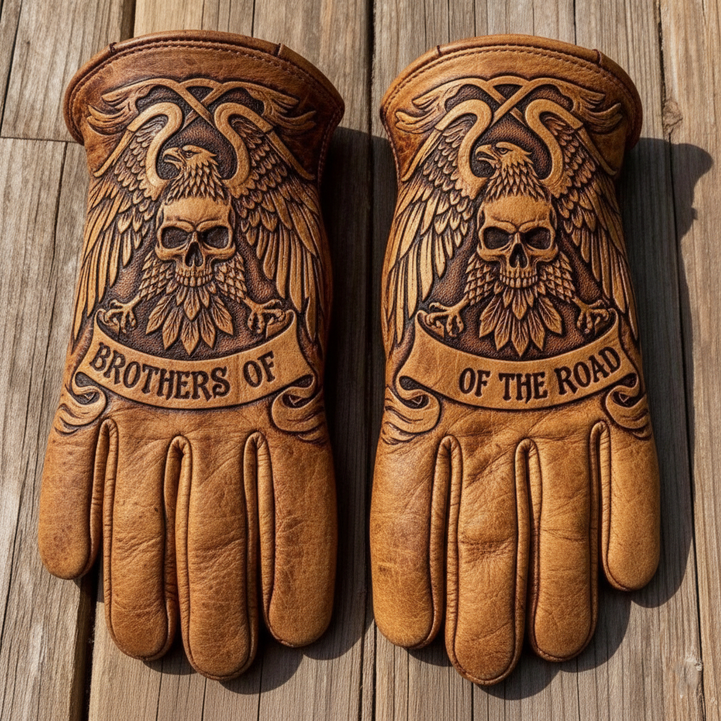 Vintage Style Gothic Pattern Motorcycle Riding Gloves