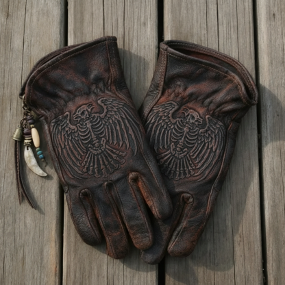 Vintage Style Gothic Pattern Motorcycle Riding Gloves