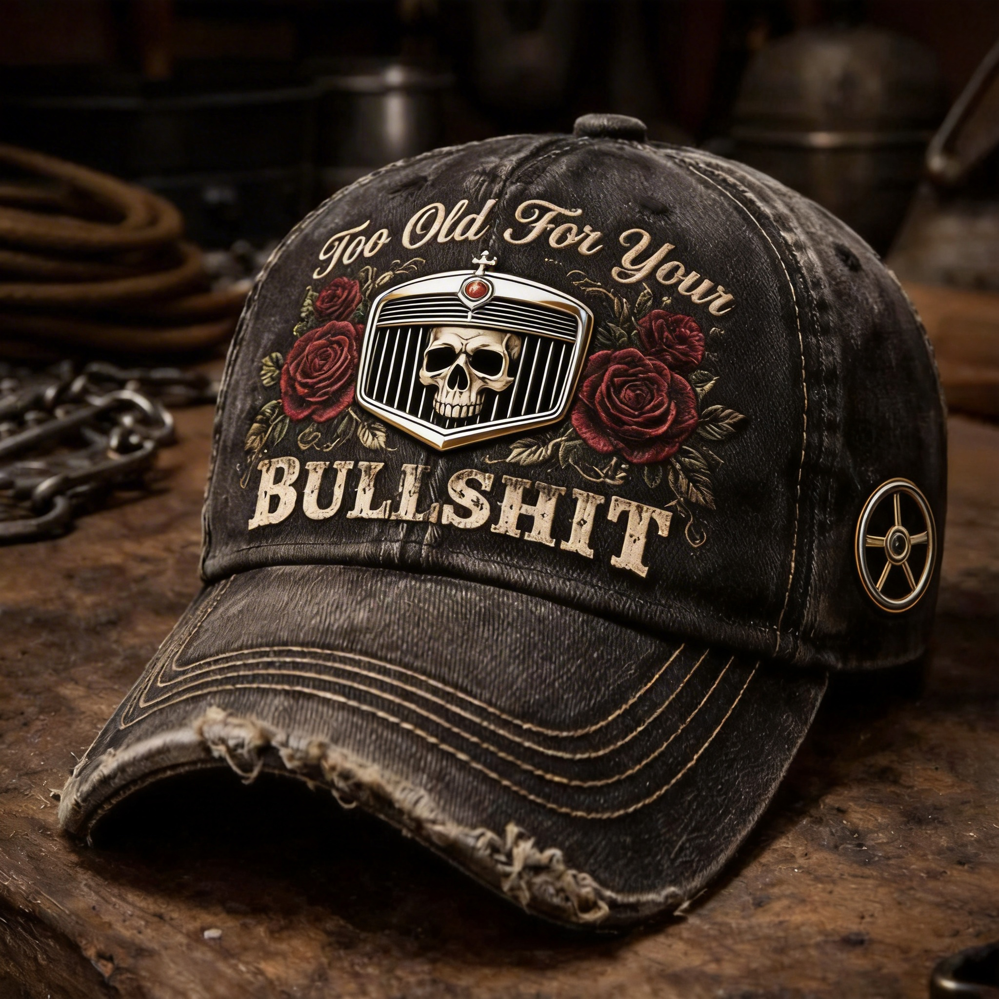 Vintage Distressed Skeleton pattern Outdoor Baseball Cap