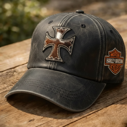 Vintage Distressed Biker Style Men's Baseball Hat