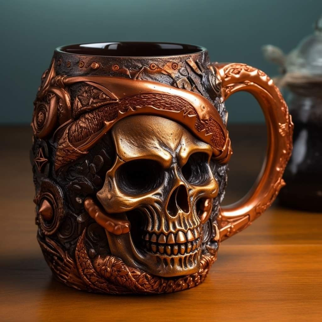Retro Steampunk Skull 3D Realistic Gothic Coffee Mug