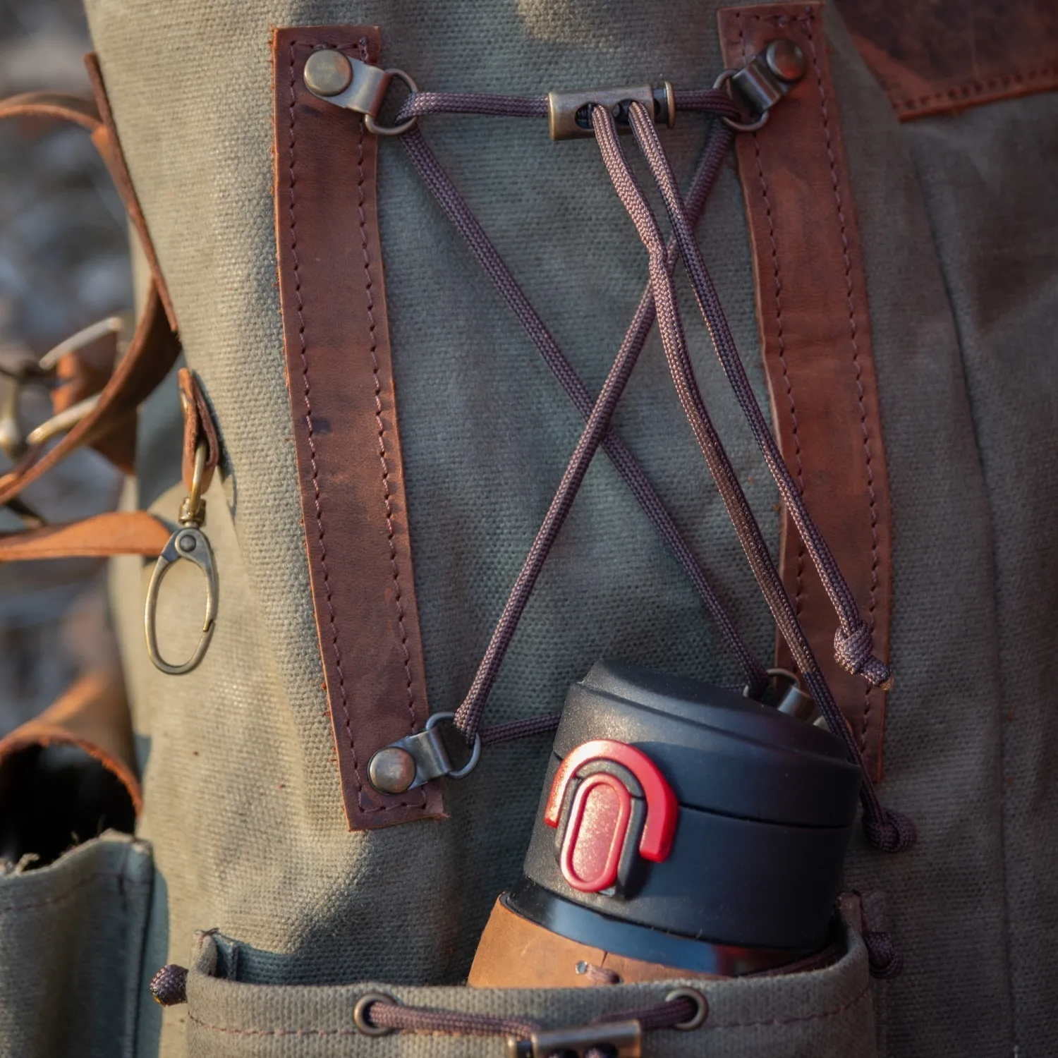 Vintage Waxed Canvas Rugged Outdoor Adventure Hiking Backpack