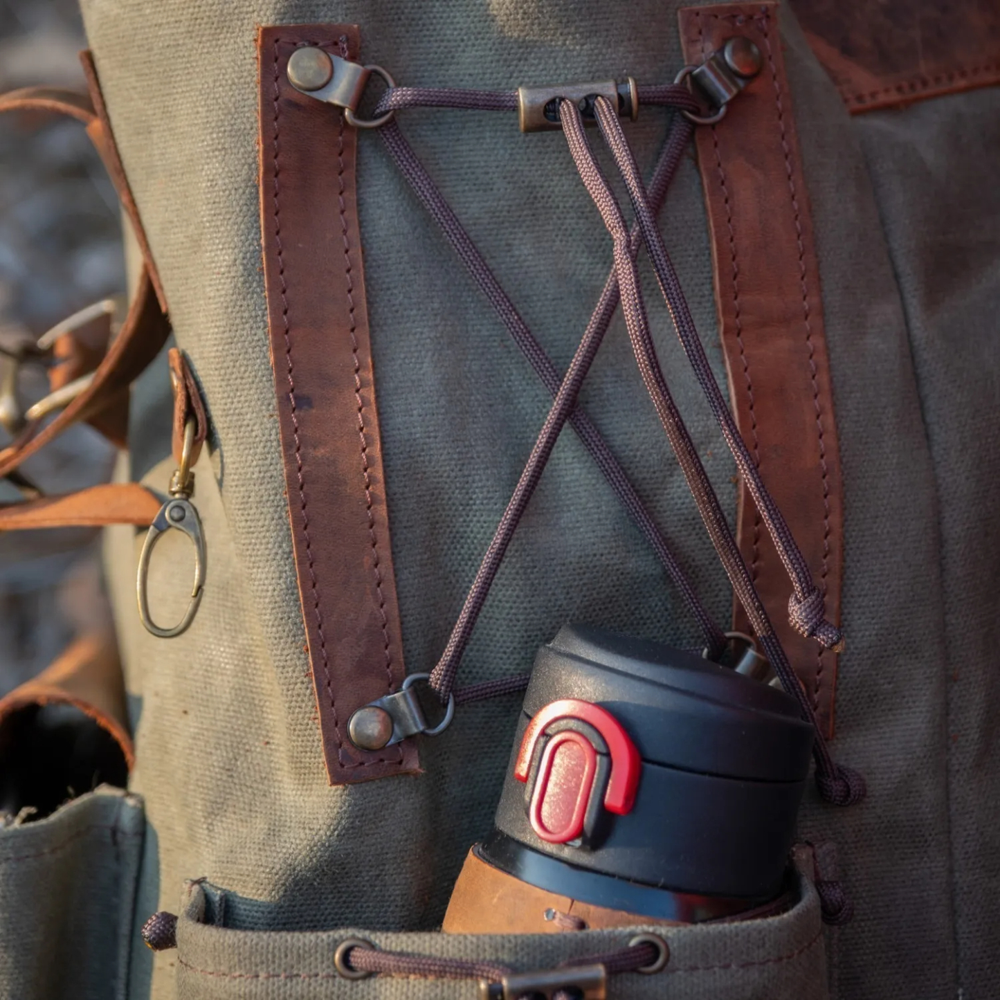 Vintage Waxed Canvas Rugged Outdoor Adventure Hiking Backpack