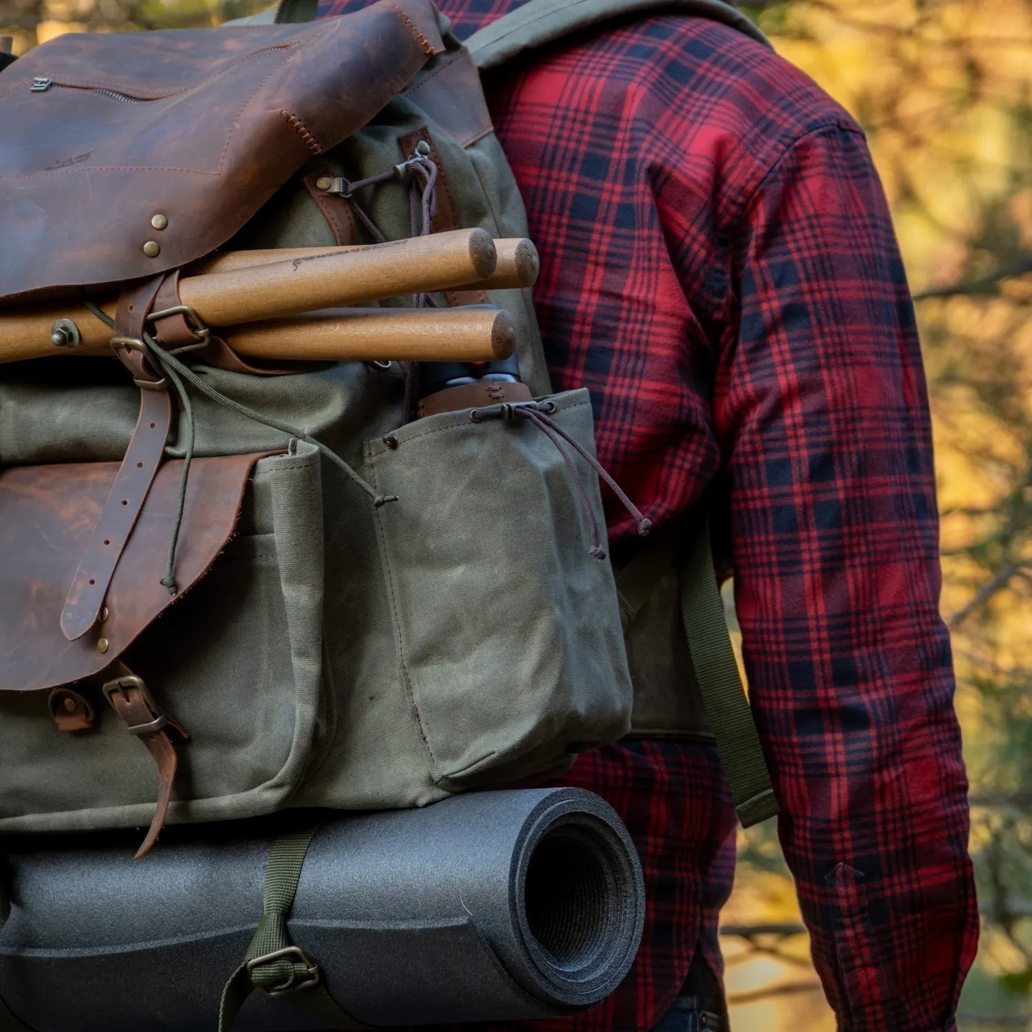 Vintage Waxed Canvas Rugged Outdoor Adventure Hiking Backpack