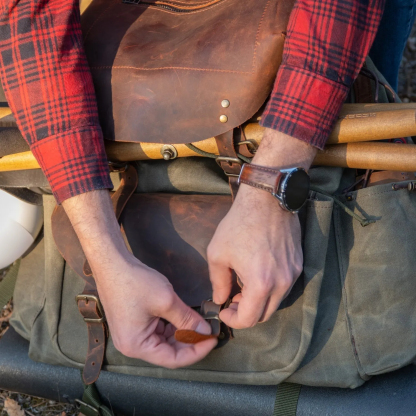 Vintage Waxed Canvas Rugged Outdoor Adventure Hiking Backpack