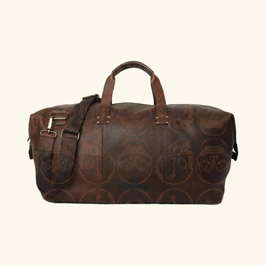 Vintage Tattoo Art Leather Edgy Graphics Duffel Bag