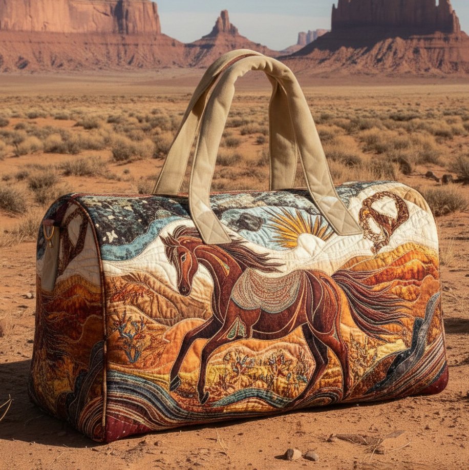 Vintage Western Style Quilted Weekender Bag