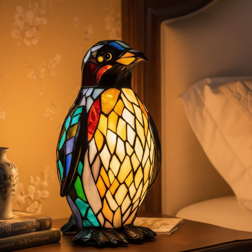 Stained Glass Vintage Style Bedroom Animal Table Lamp
