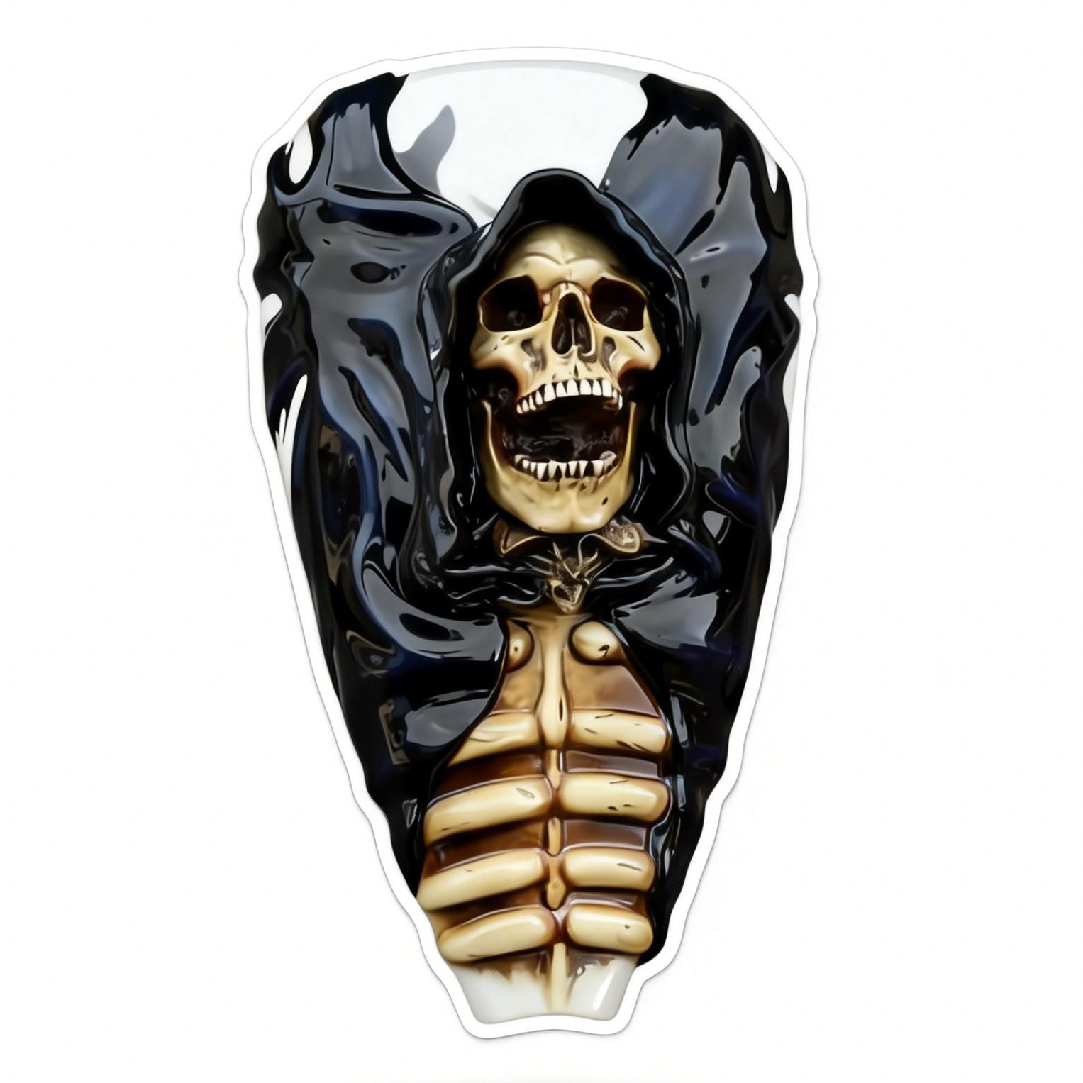Gothic 3D Screaming Grim Reaper Skeleton Motorcycle Gas Tank Decal