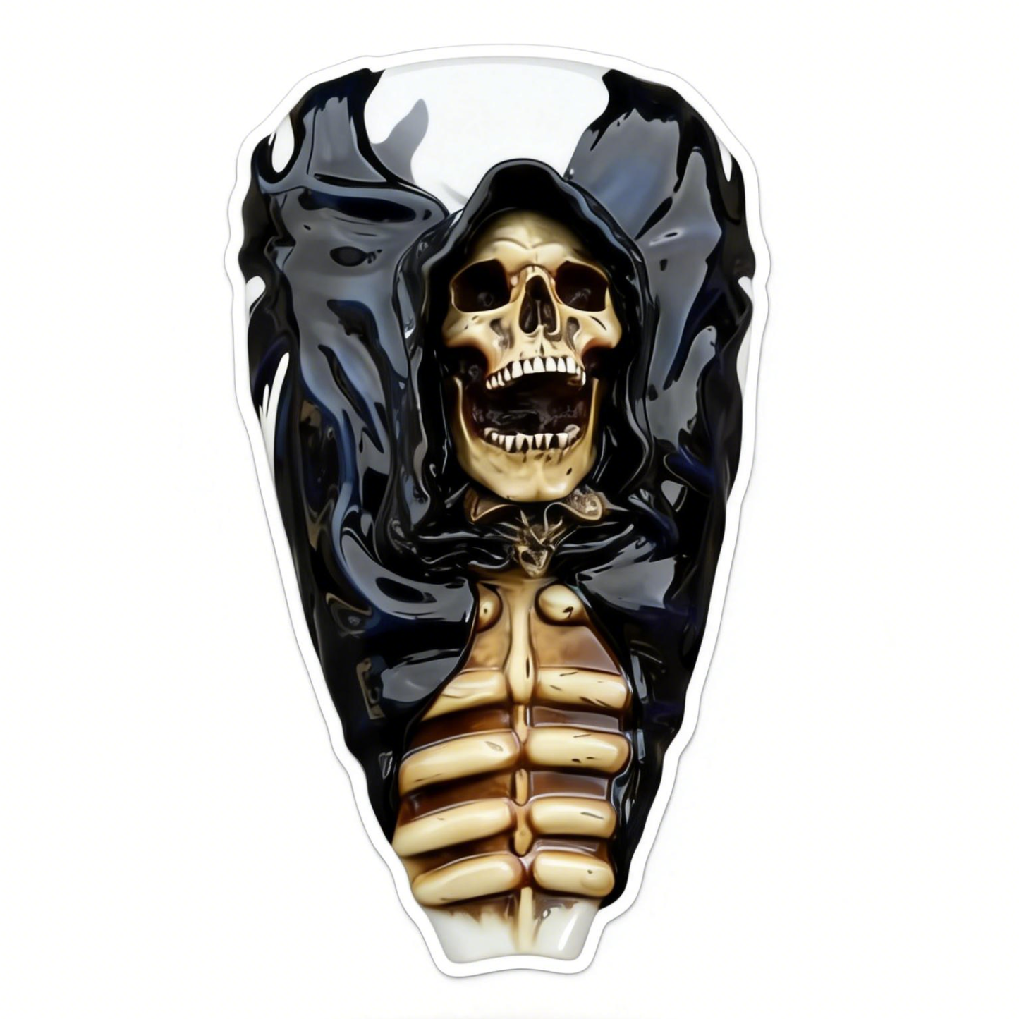 Gothic 3D Screaming Grim Reaper Skeleton Motorcycle Gas Tank Decal