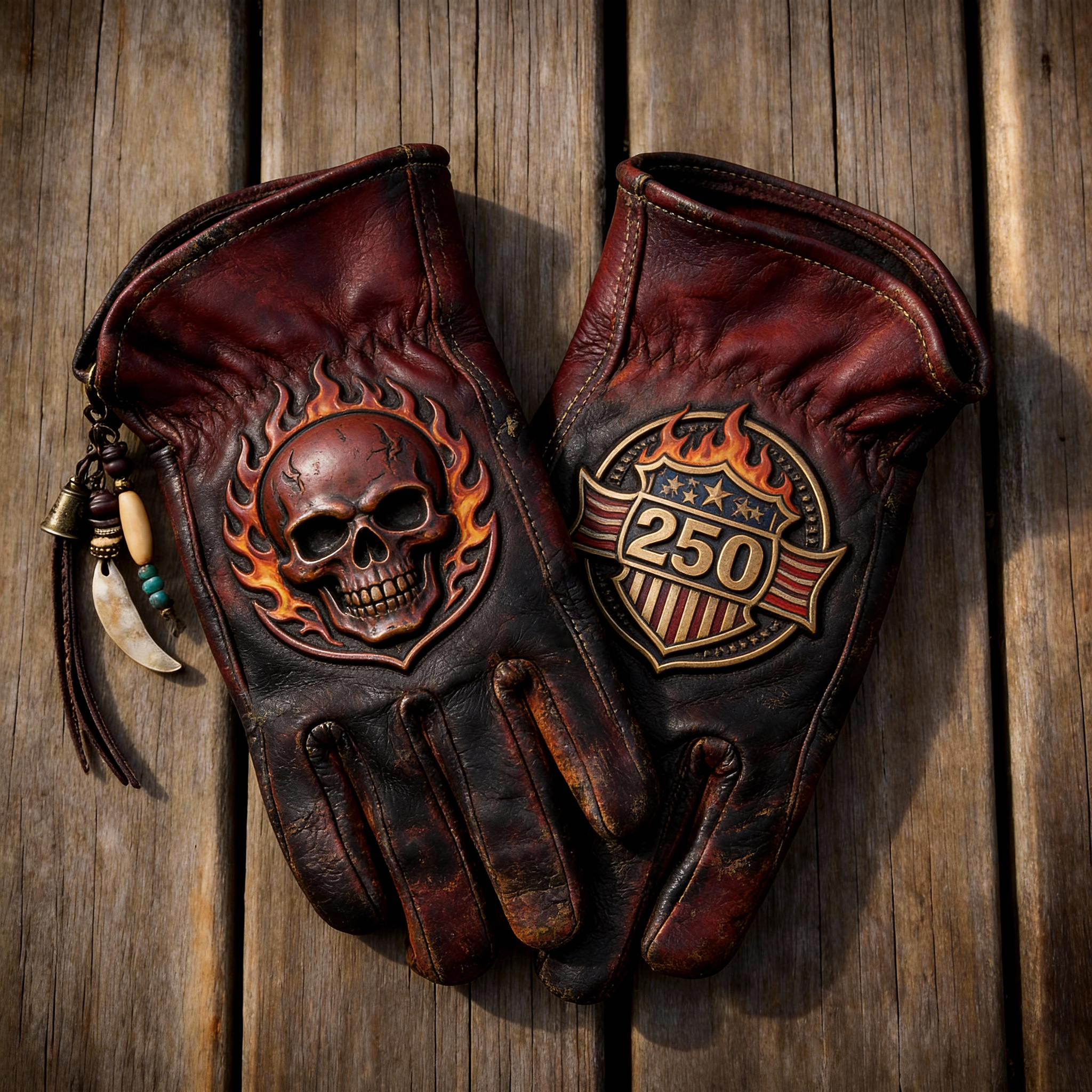 Gothic Patriotism Style Graphic Leather Gloves