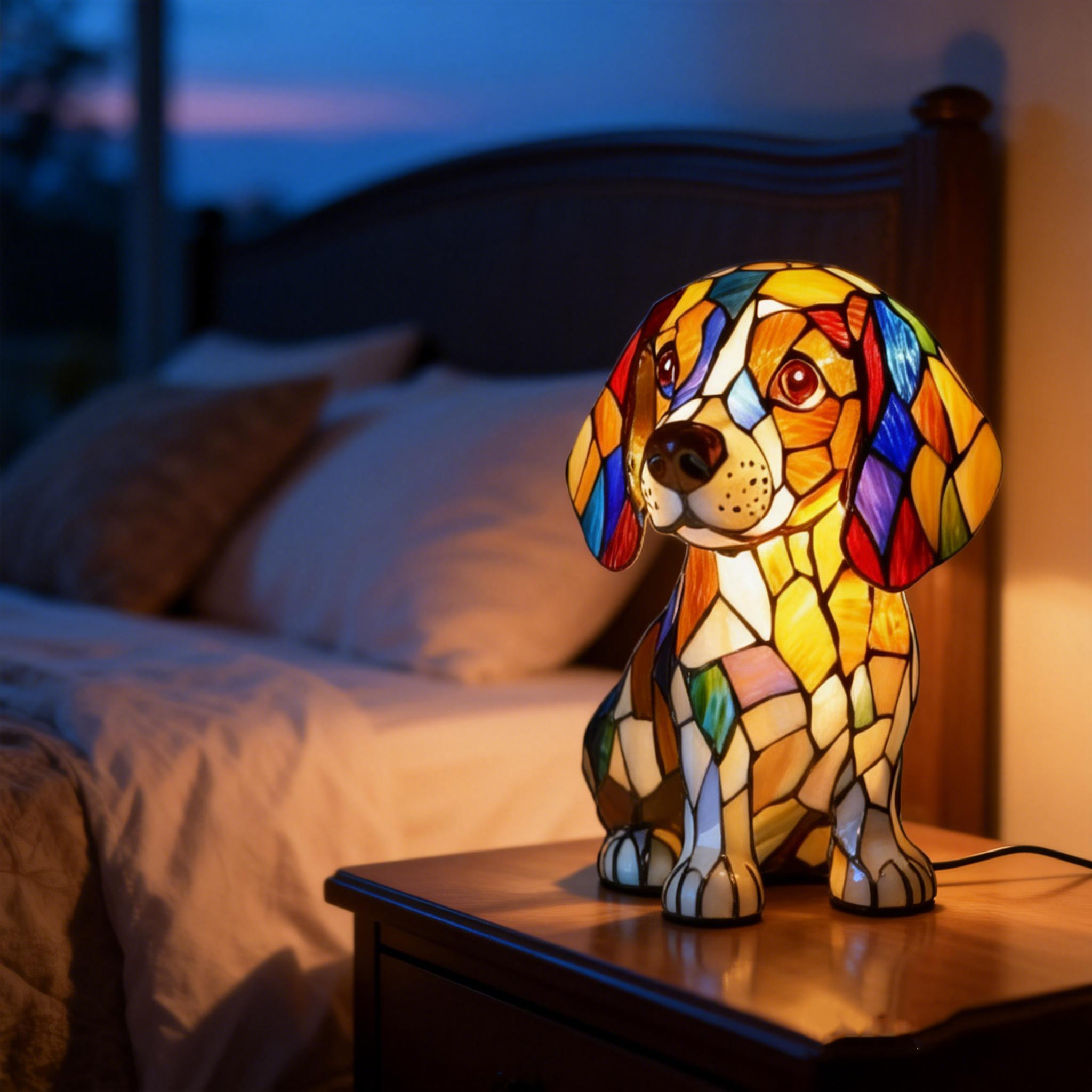 Stained Glass Vintage Style Bedroom Animal Table Lamp