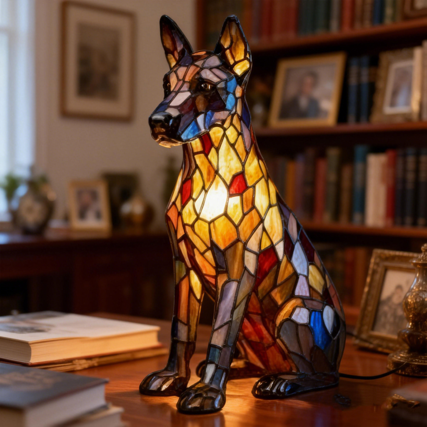Stained Glass Vintage Style Bedroom Animal Table Lamp