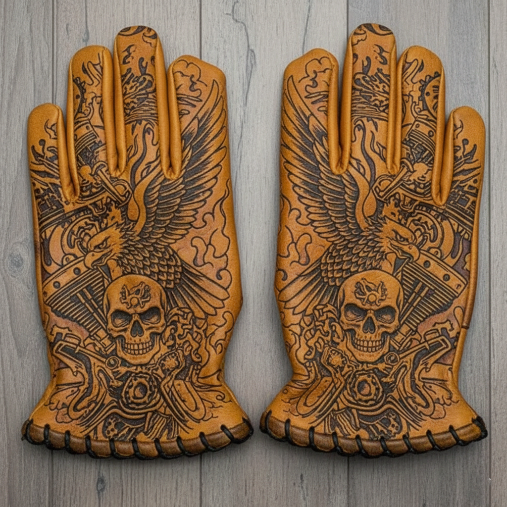Patriotism Style Graphic Leather Gloves