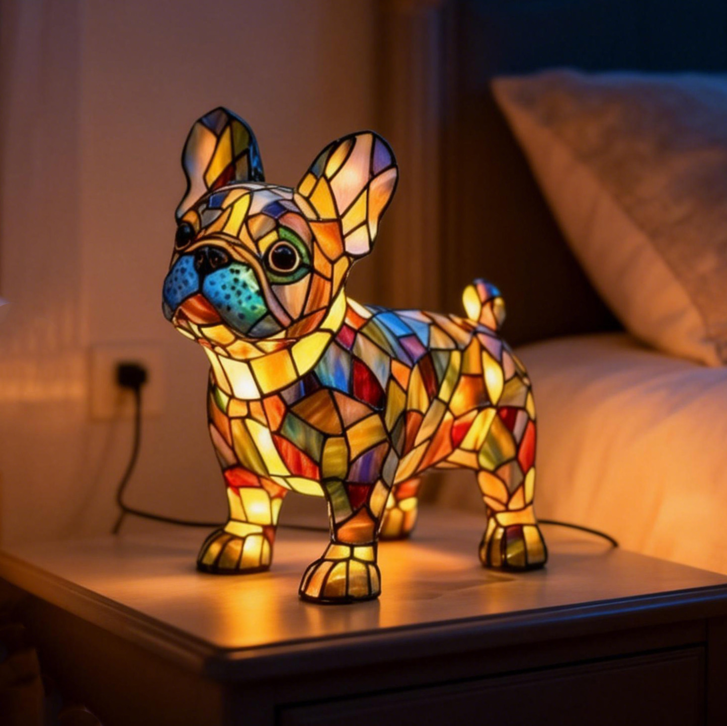 Stained Glass Vintage Style Bedroom Animal Table Lamp