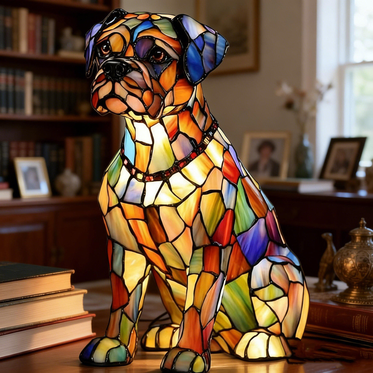 Stained Glass Vintage Style Bedroom Animal Table Lamp
