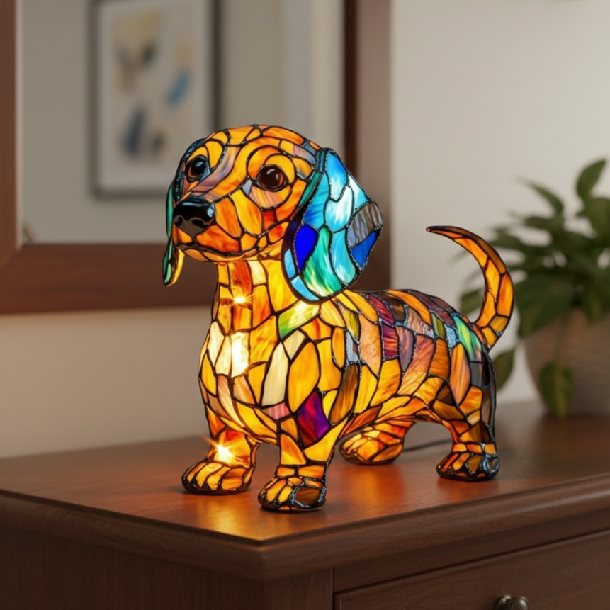 Stained Glass Vintage Style Bedroom Animal Table Lamp