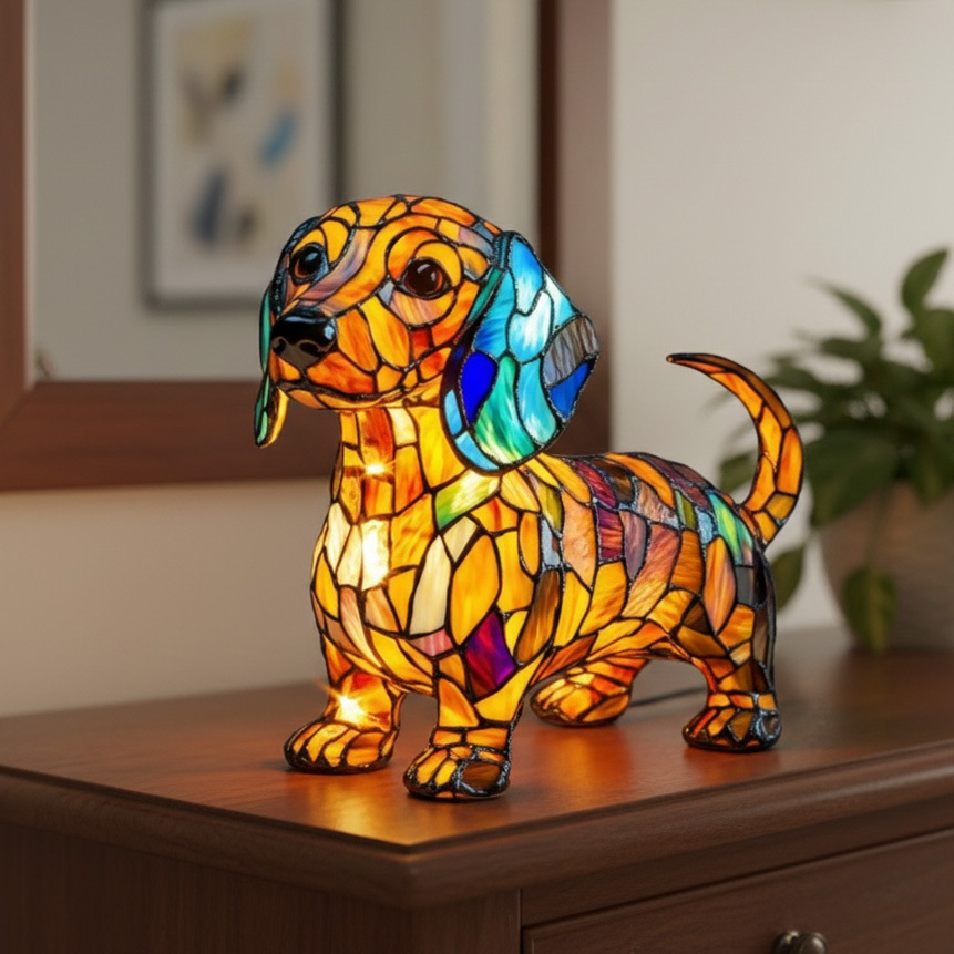 Stained Glass Vintage Style Bedroom Animal Table Lamp