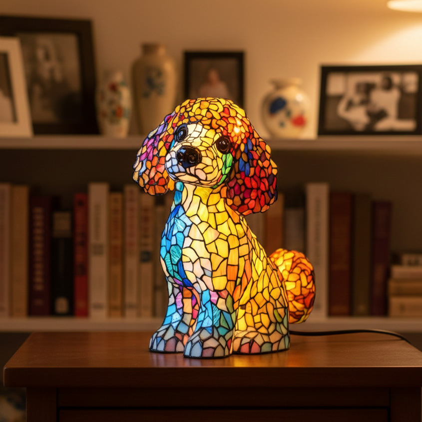 Stained Glass Vintage Style Bedroom Animal Table Lamp