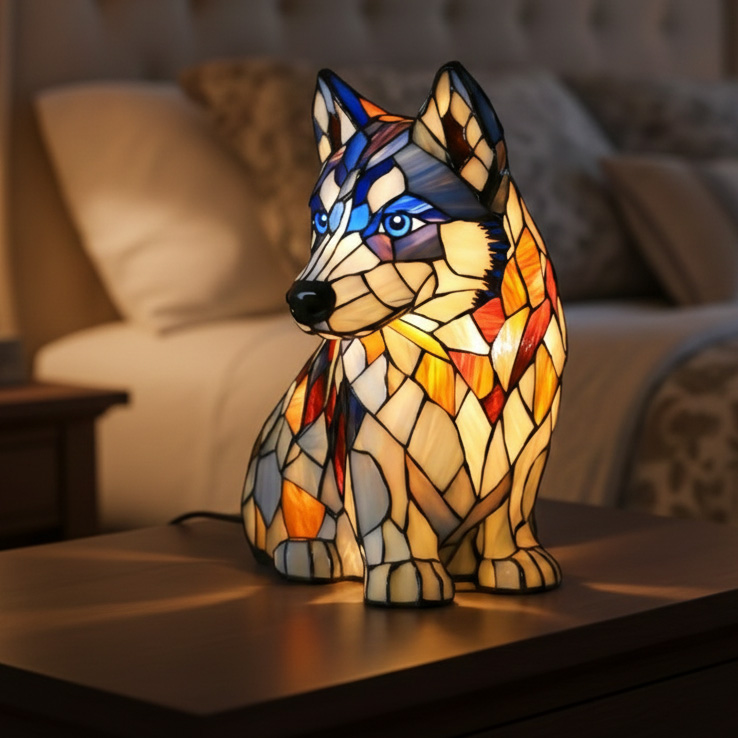 Stained Glass Vintage Style Bedroom Animal Table Lamp