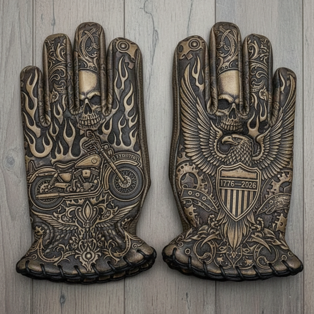 Patriotism Style Graphic Leather Gloves