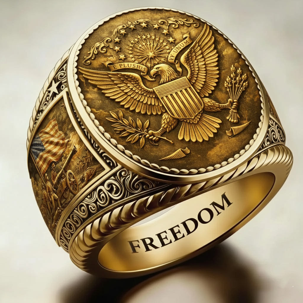 Patriotic Style Eagle Pattern Ring
