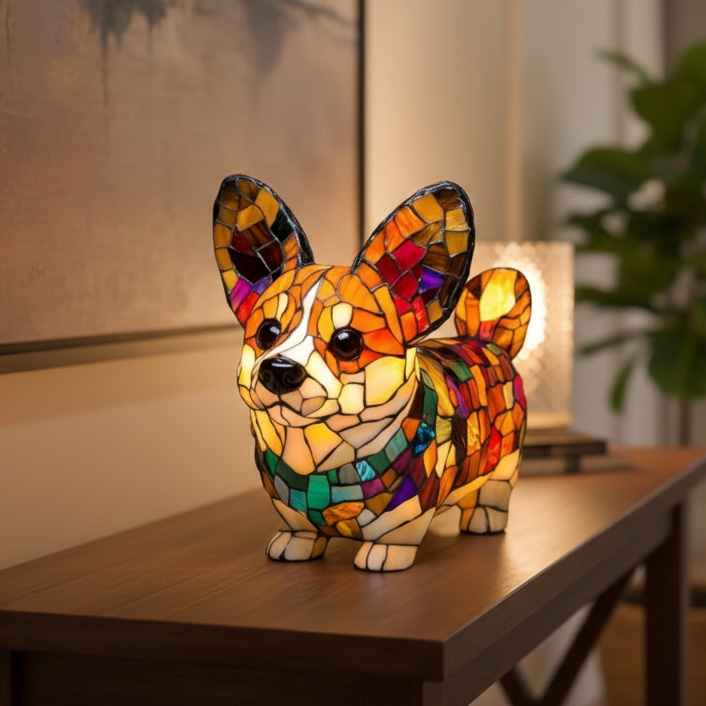 Stained Glass Vintage Style Bedroom Animal Table Lamp