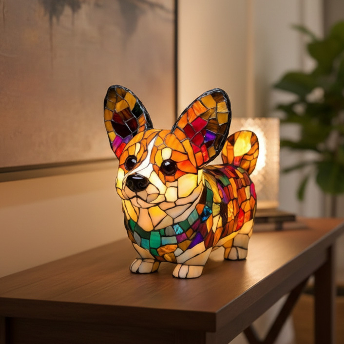 Stained Glass Vintage Style Bedroom Animal Table Lamp