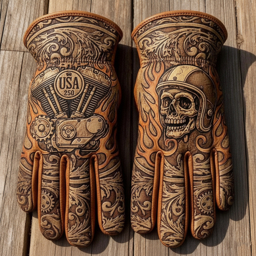 Patriotism Style Graphic Leather Gloves