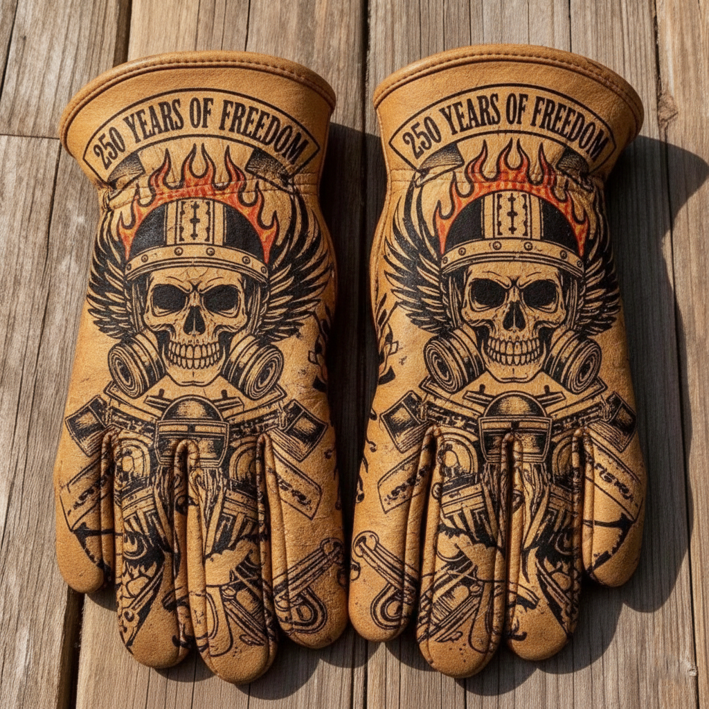 Patriotism Style Graphic Leather Gloves