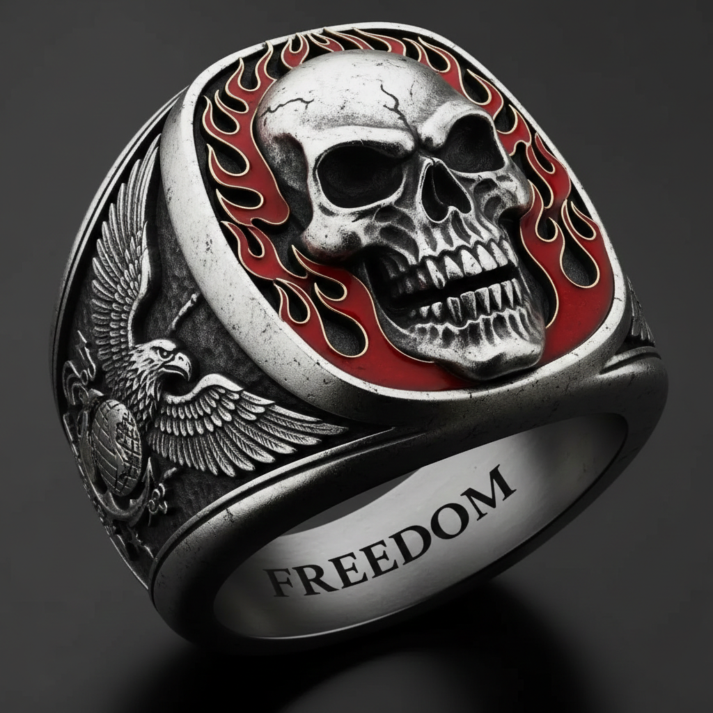 Gothic silver skull ring